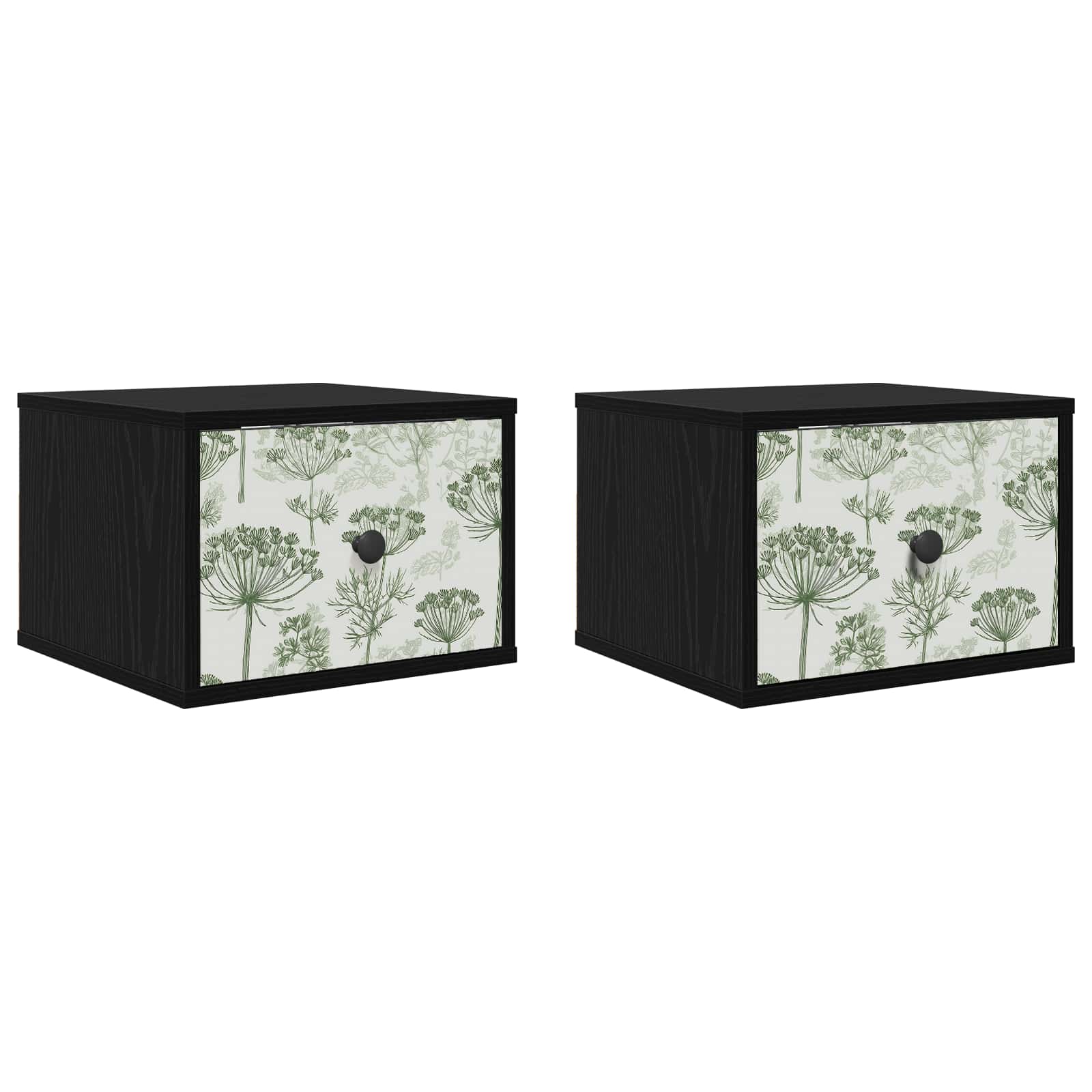 vidaXL Ścienny stolik nocny GOTHA 2 szt. Czarny dąb 36 x 33 x 25 cm