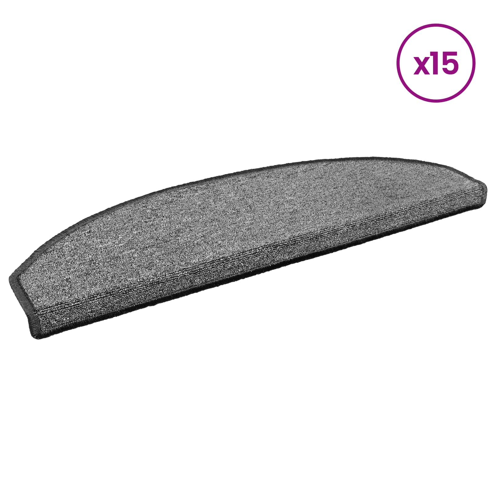 vidaXL Samoprzylepne maty na schody Półokrąg 15 pcs ciemnoszary
