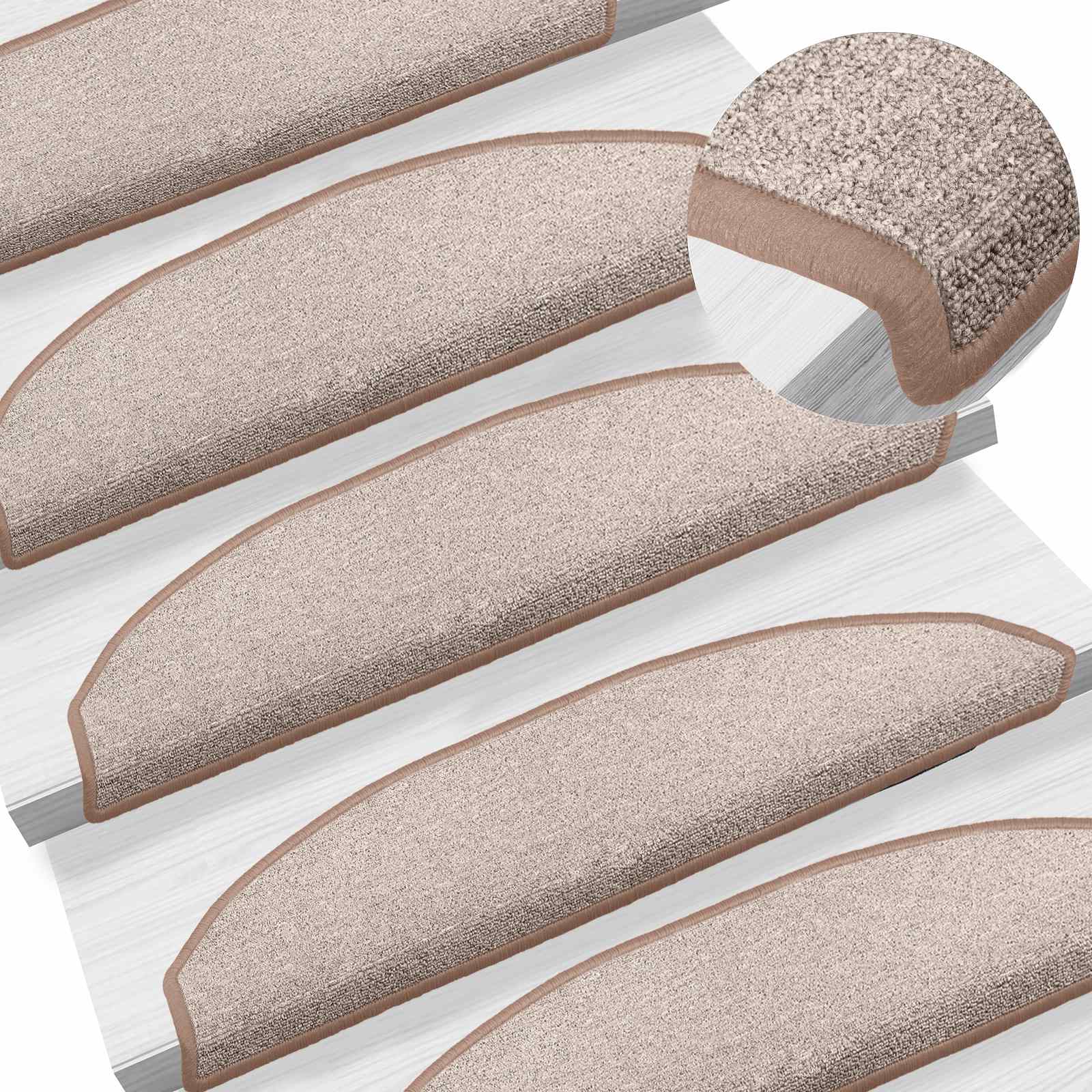 vidaXL Samoprzylepne maty na schody Półokrąg 15 pcs Jasny Brąz