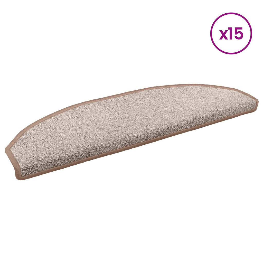 vidaXL Samoprzylepne maty na schody Półokrąg 15 pcs Jasny Brąz