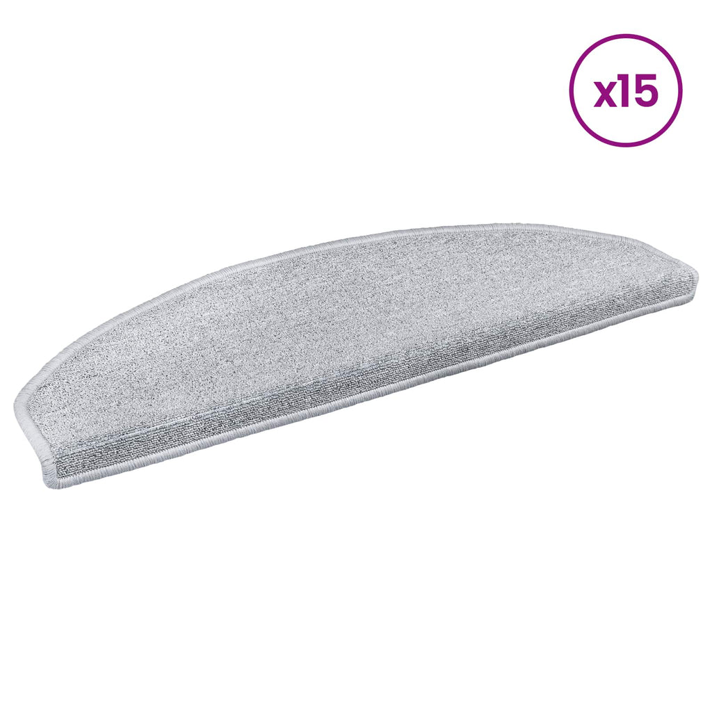 vidaXL Samoprzylepne maty na schody Półokrąg 15 pcs jasnoszary