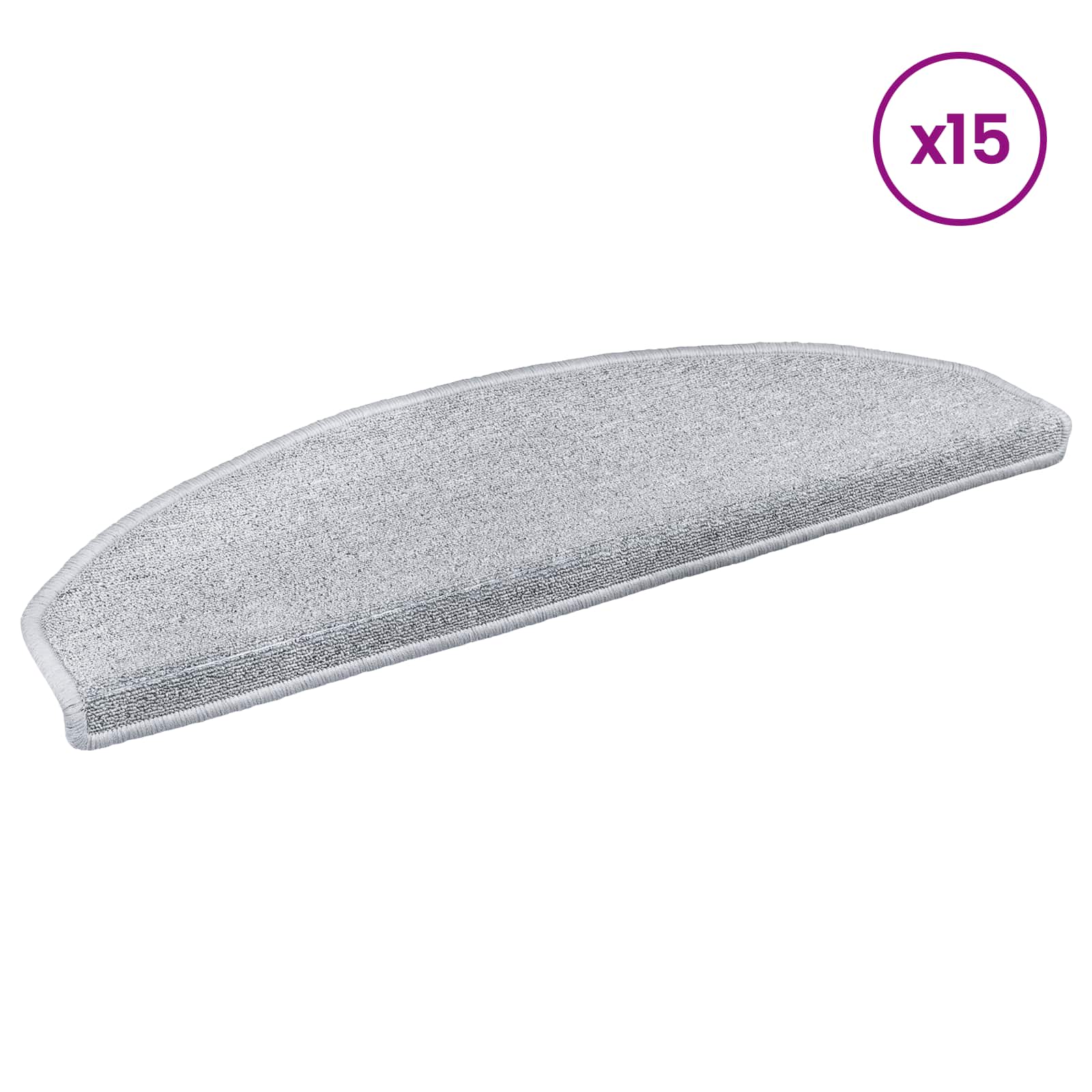 vidaXL Samoprzylepne maty na schody Półokrąg 15 pcs jasnoszary