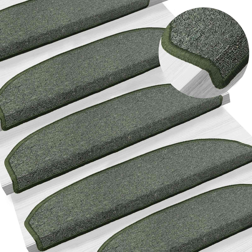 vidaXL Samoprzylepne maty na schody Półokrąg 15 pcs Ciemnozielony