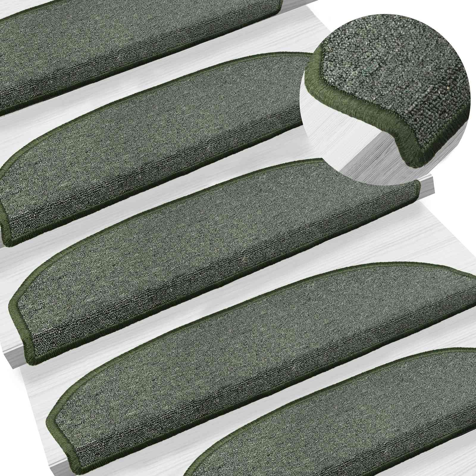 vidaXL Samoprzylepne maty na schody Półokrąg 15 pcs Ciemnozielony