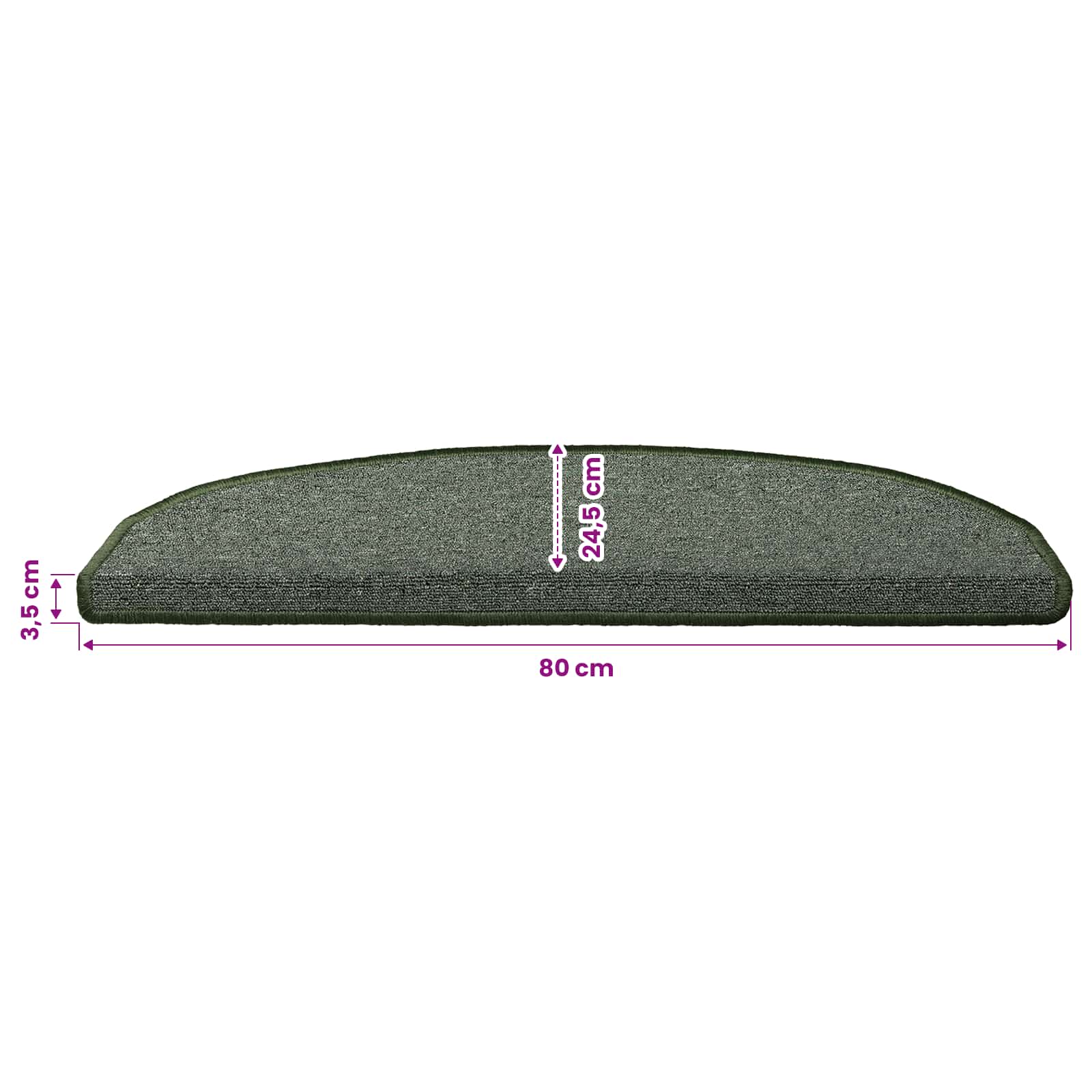 vidaXL Samoprzylepne maty na schody Półokrąg 15 pcs Ciemnozielony
