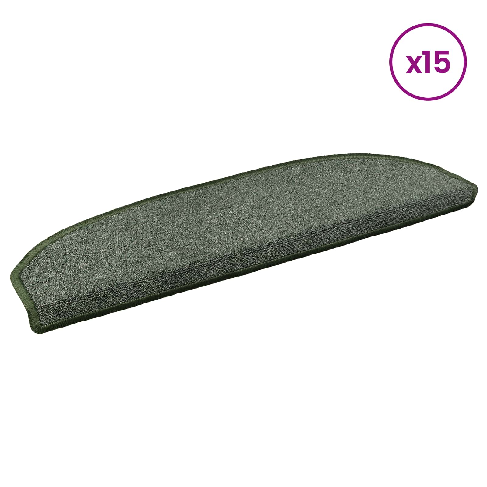 vidaXL Samoprzylepne maty na schody Półokrąg 15 pcs Ciemnozielony