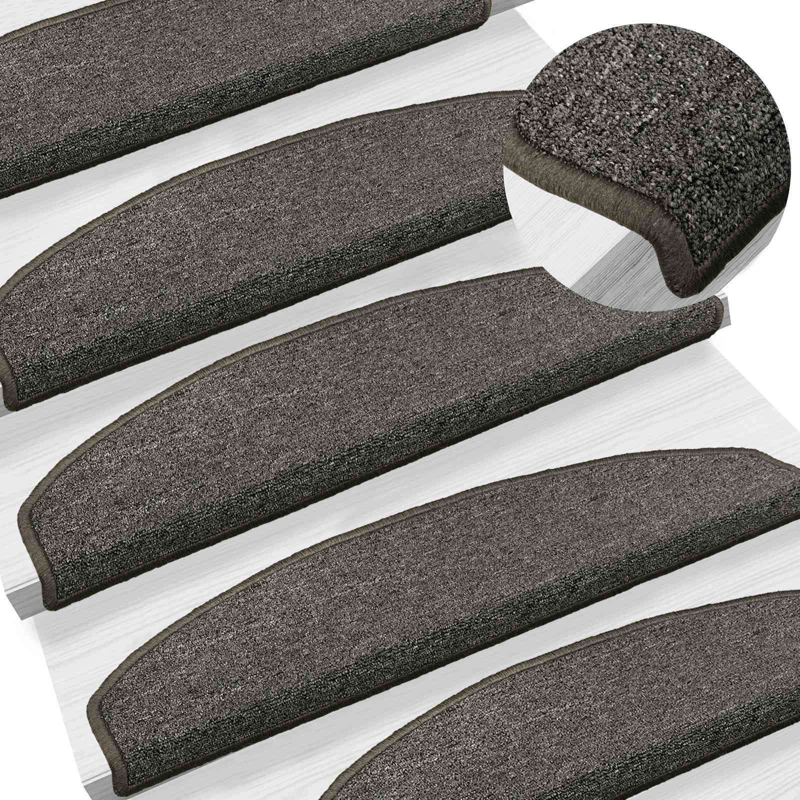 vidaXL Samoprzylepne maty na schody Półokrąg 15 pcs ciemnoszary