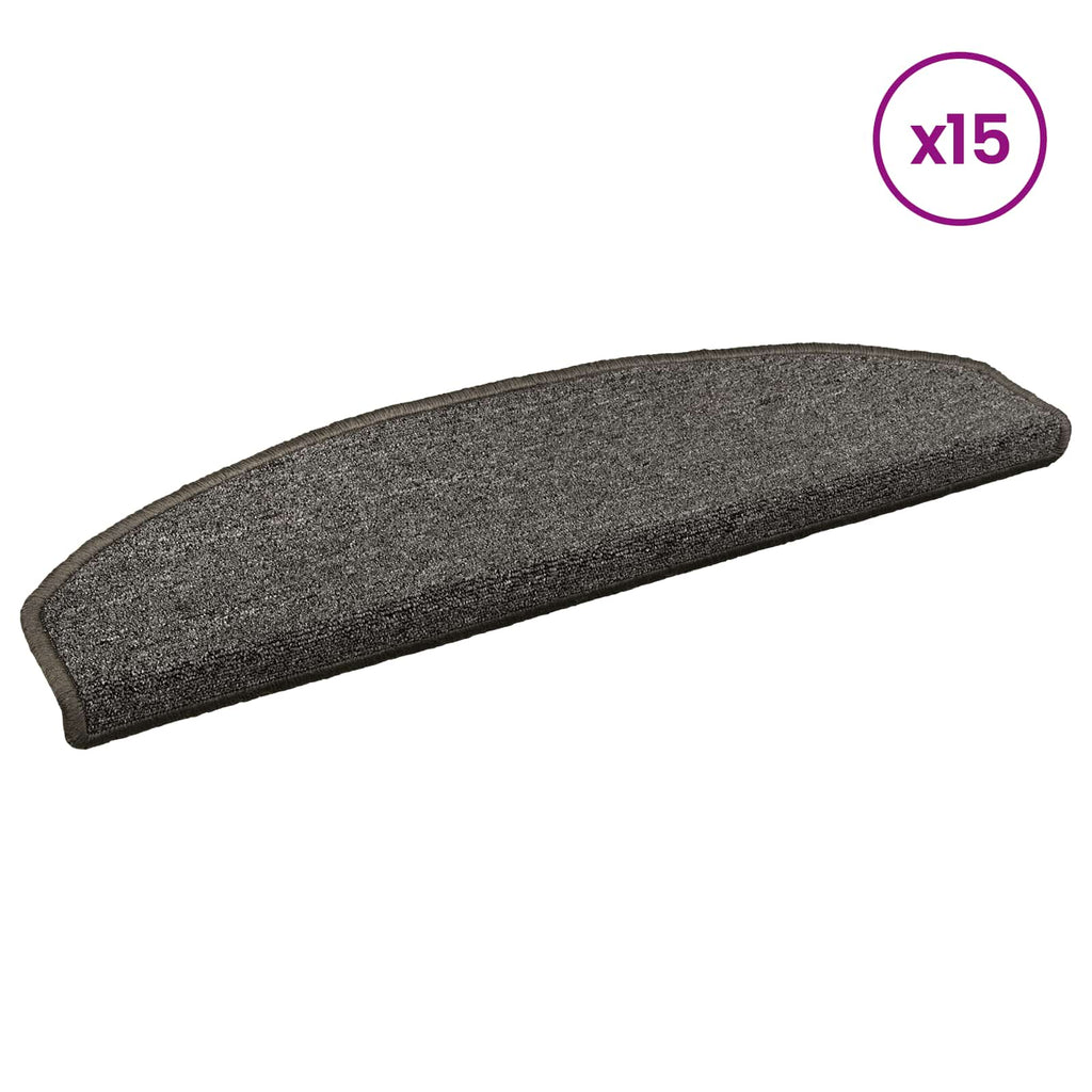 vidaXL Samoprzylepne maty na schody Półokrąg 15 pcs ciemnoszary