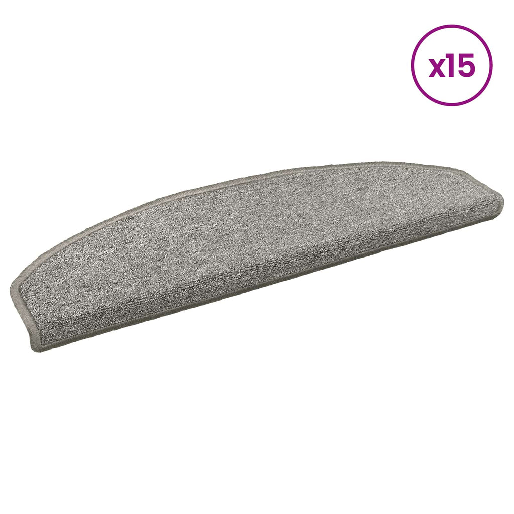 vidaXL Samoprzylepne maty na schody Półokrąg 15 pcs jasnoszary