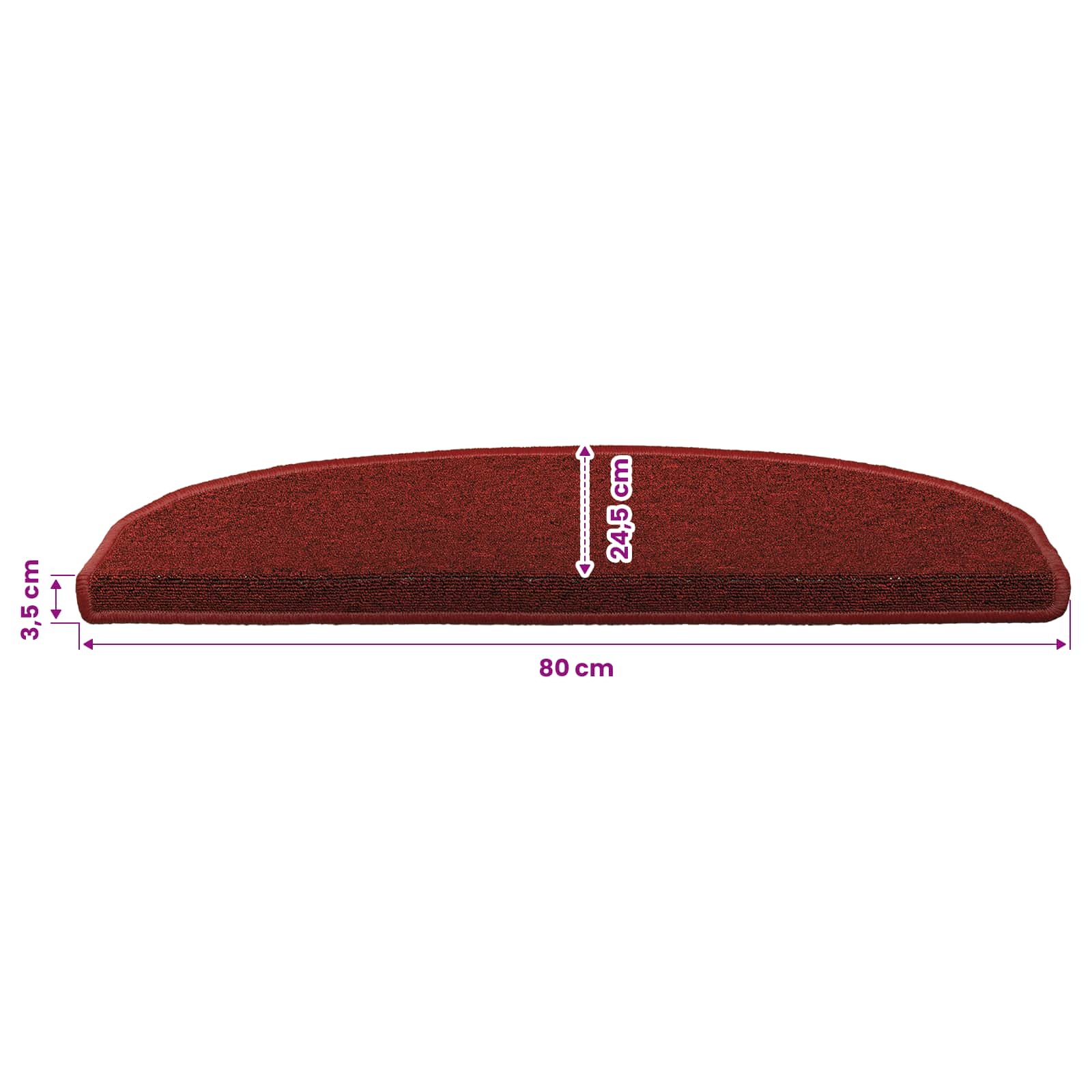 vidaXL Samoprzylepne maty na schody Półokrąg 15 pcs Bordeaux Czerwony