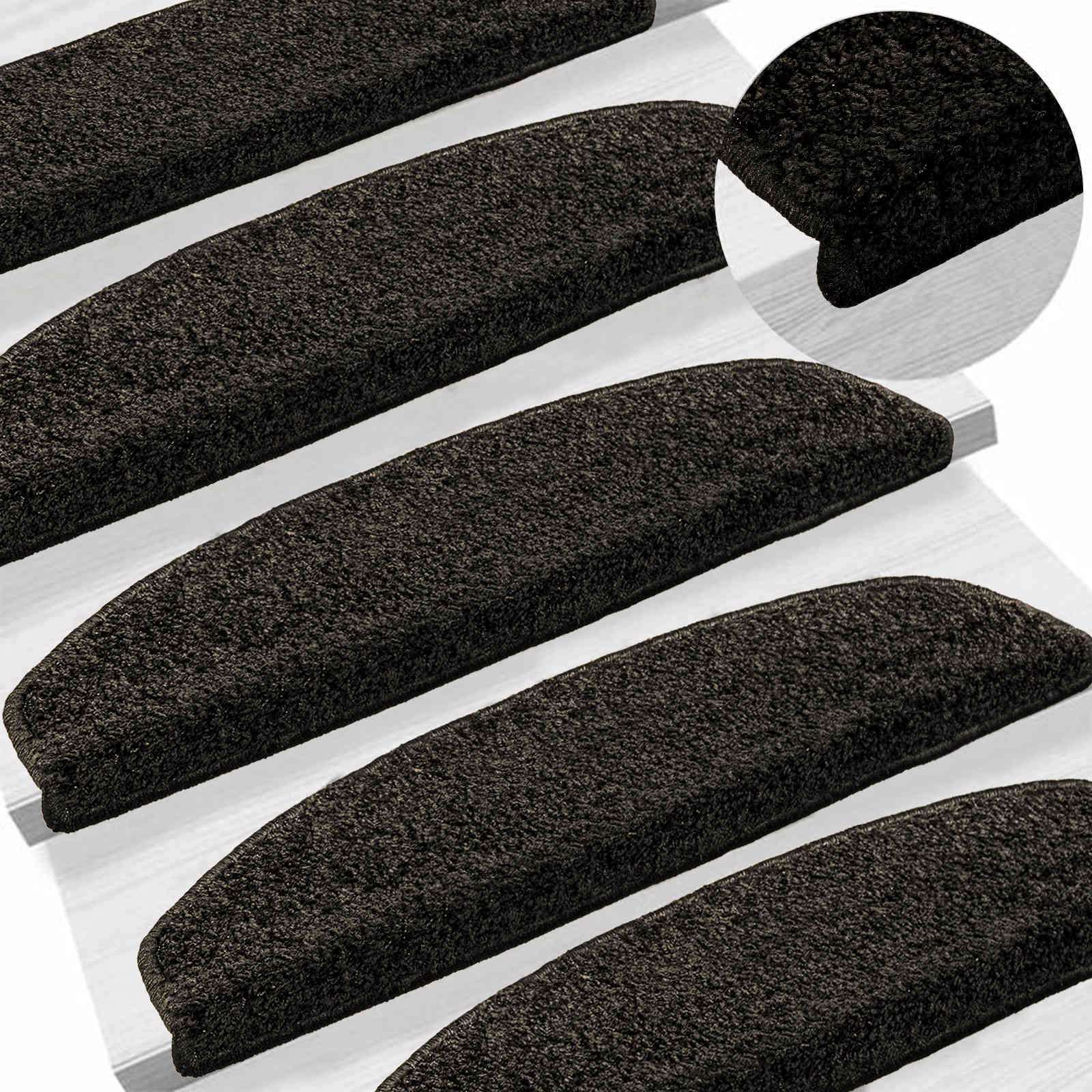 vidaXL Samoprzylepne maty na schody Półokrąg 15 pcs antracytowy