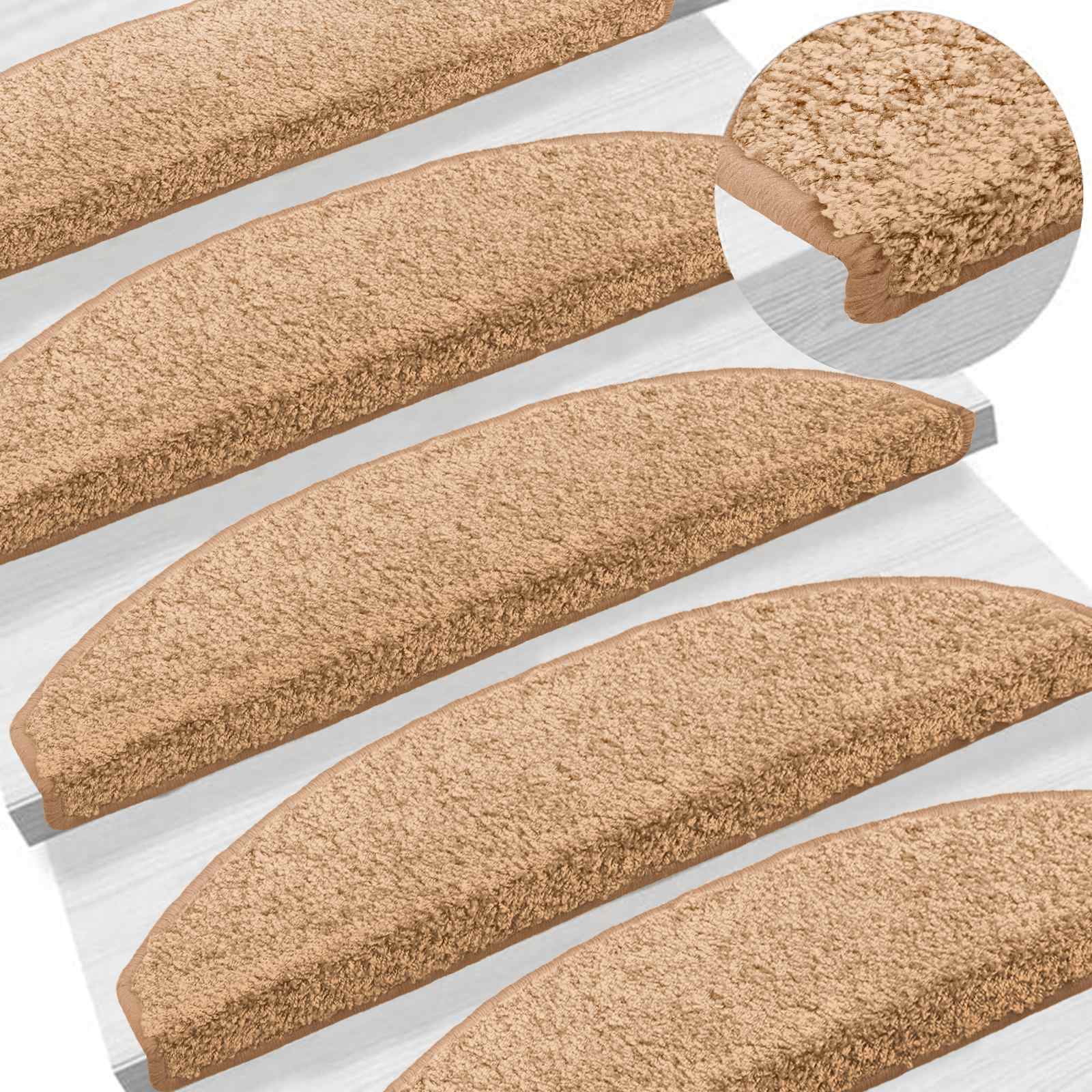 vidaXL Samoprzylepne maty na schody 15 pcs Beżowy 80 x 24,5 x 3,5 cm