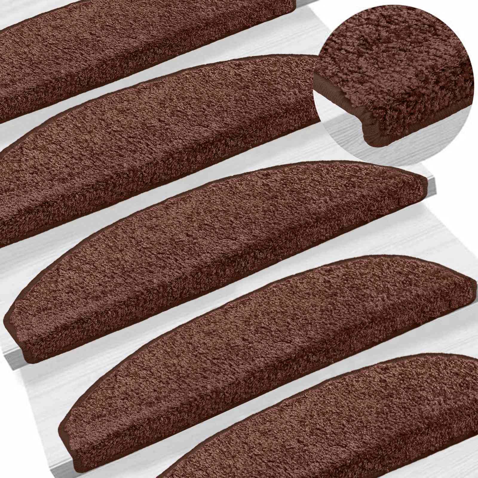 vidaXL Samoprzylepne maty na schody 15 pcs brązowy 80 x 24,5 x 3,5 cm