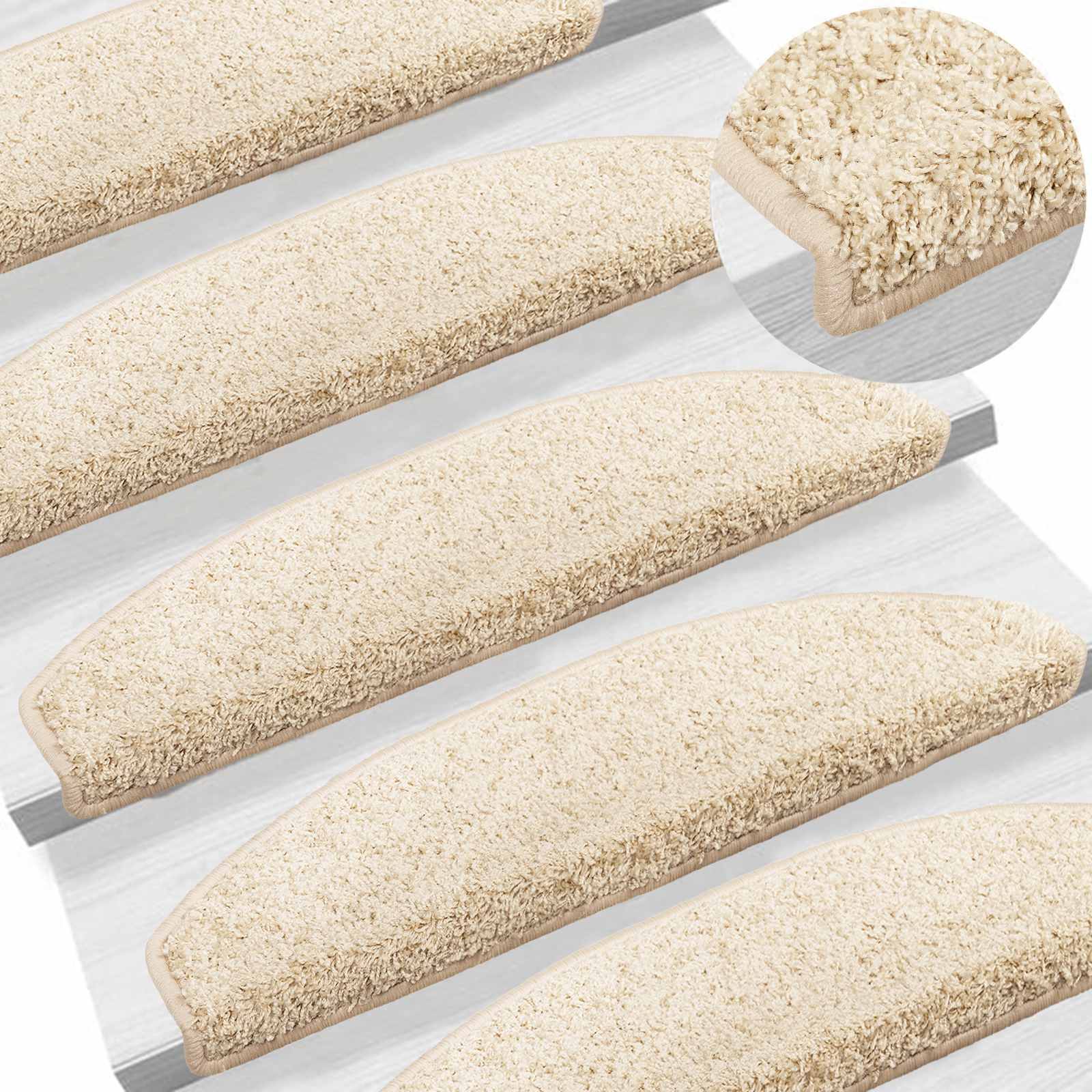 vidaXL Samoprzylepne maty na schody Półokrąg 15 pcs Jasny Brąz