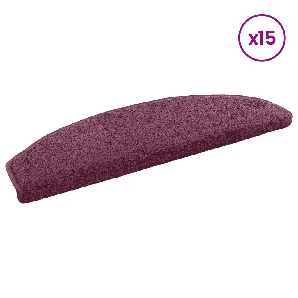vidaXL Samoprzylepne maty na schody Półokrąg 15 pcs Ciemny fioletowy
