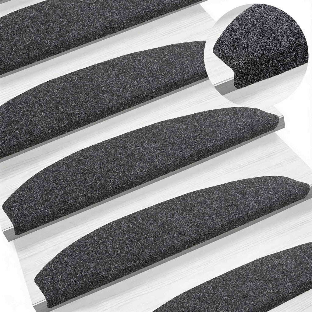 vidaXL Samoprzylepne maty na schody Półokrąg 15 pcs ciemnoszary