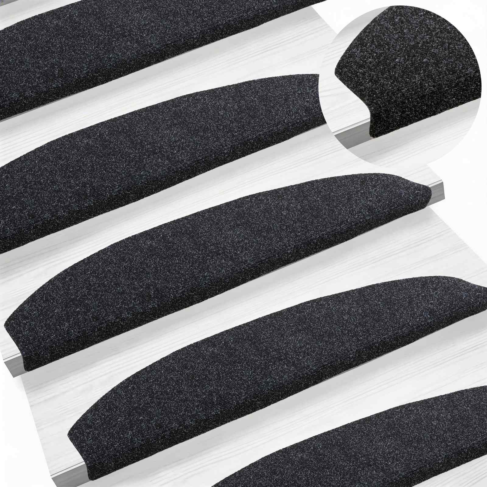 vidaXL Samoprzylepne maty na schody 15 pcs Czarny 80 x 24,5 x 3,5 cm