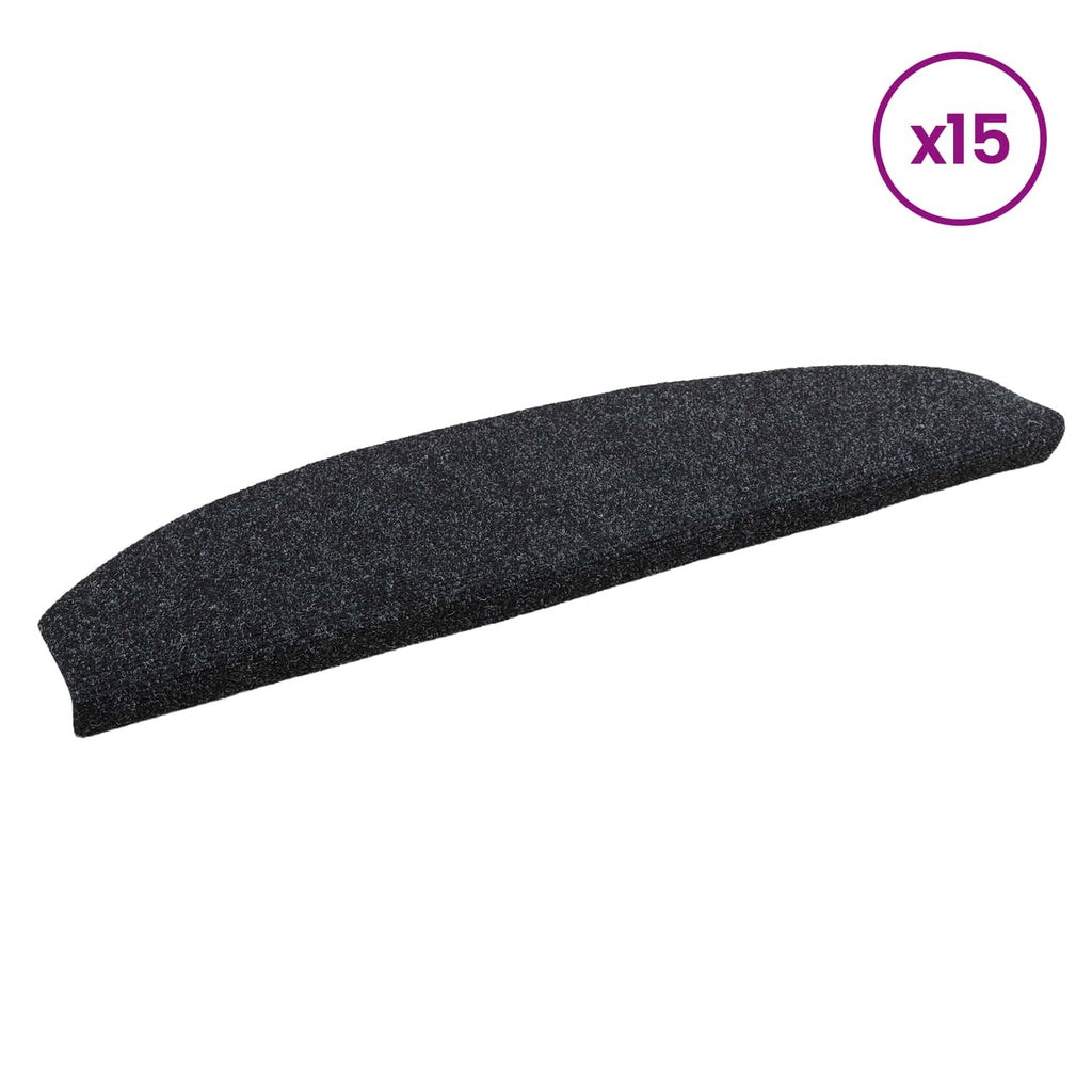 vidaXL Samoprzylepne maty na schody 15 pcs Czarny 80 x 24,5 x 3,5 cm