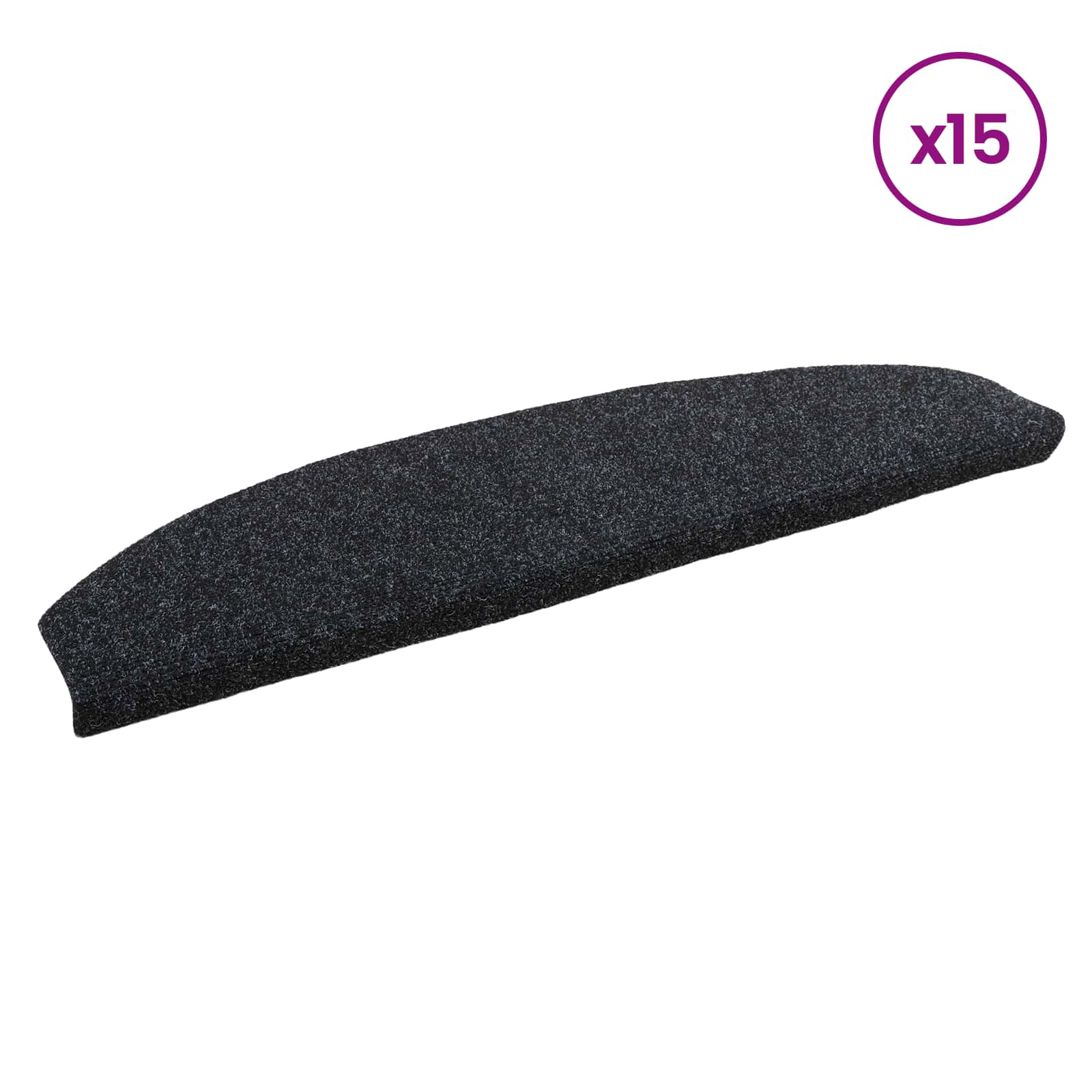 vidaXL Samoprzylepne maty na schody 15 pcs Czarny 80 x 24,5 x 3,5 cm