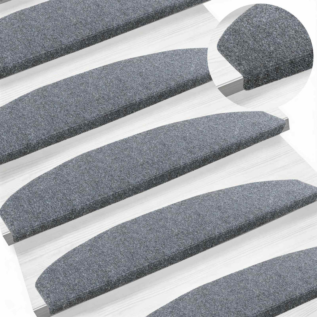 vidaXL Samoprzylepne maty na schody Półokrąg 15 pcs jasnoszary