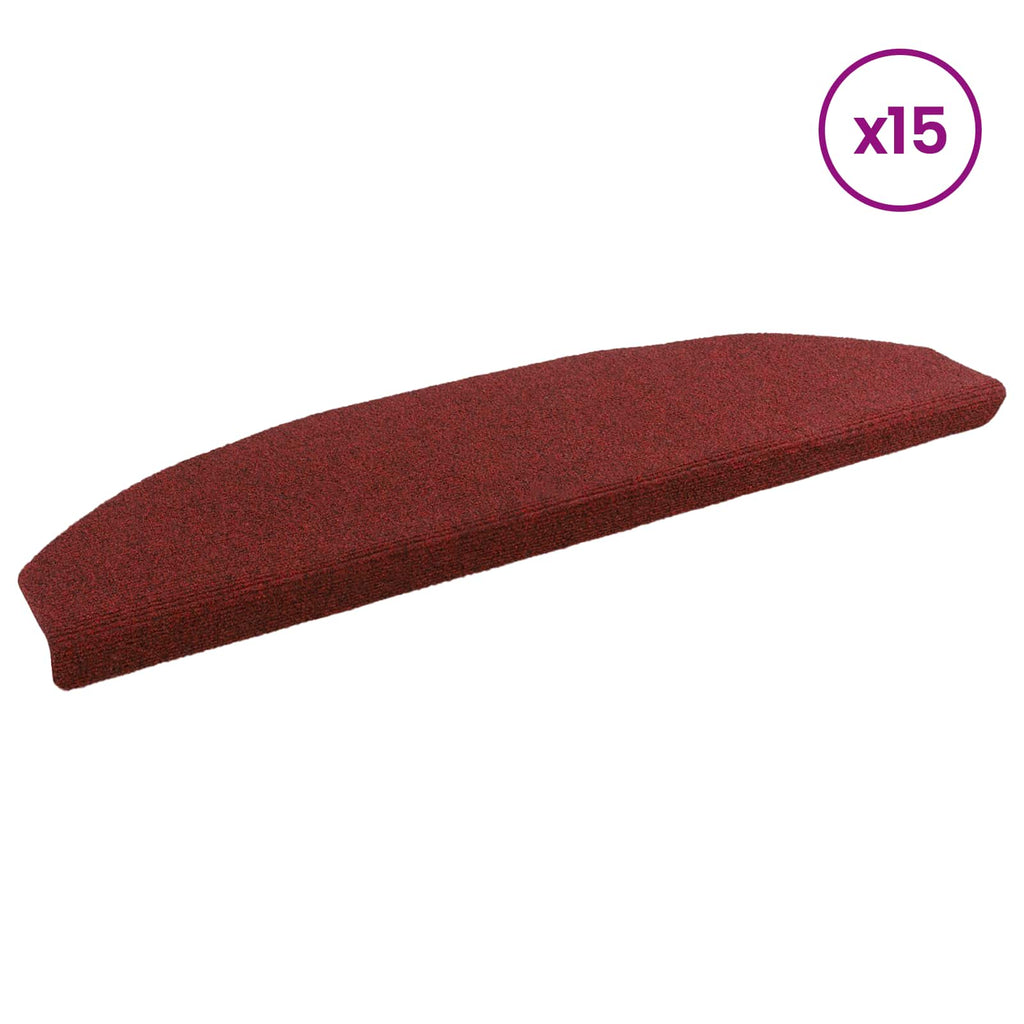vidaXL Samoprzylepne maty na schody Półokrąg 15 pcs Bordeaux Czerwony