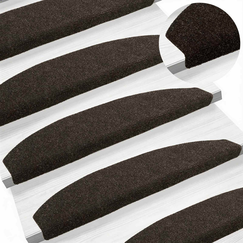 vidaXL Samoprzylepne maty na schody Półokrąg 15 pcs Ciemny brąz