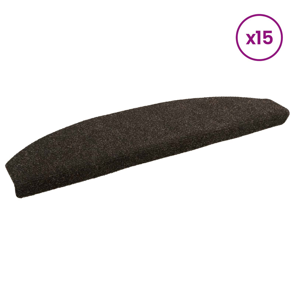 vidaXL Samoprzylepne maty na schody Półokrąg 15 pcs Ciemny brąz