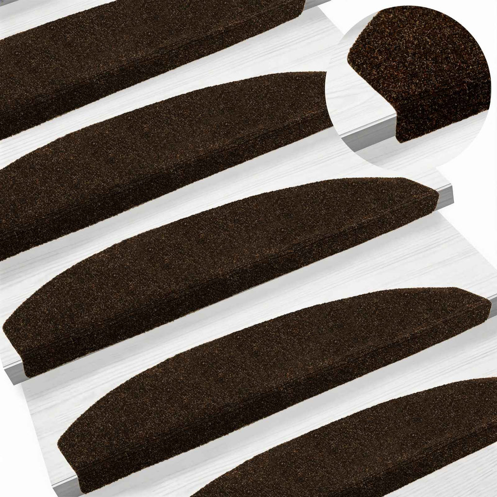 vidaXL Samoprzylepne maty na schody 15 pcs brązowy 80 x 24,5 x 3,5 cm