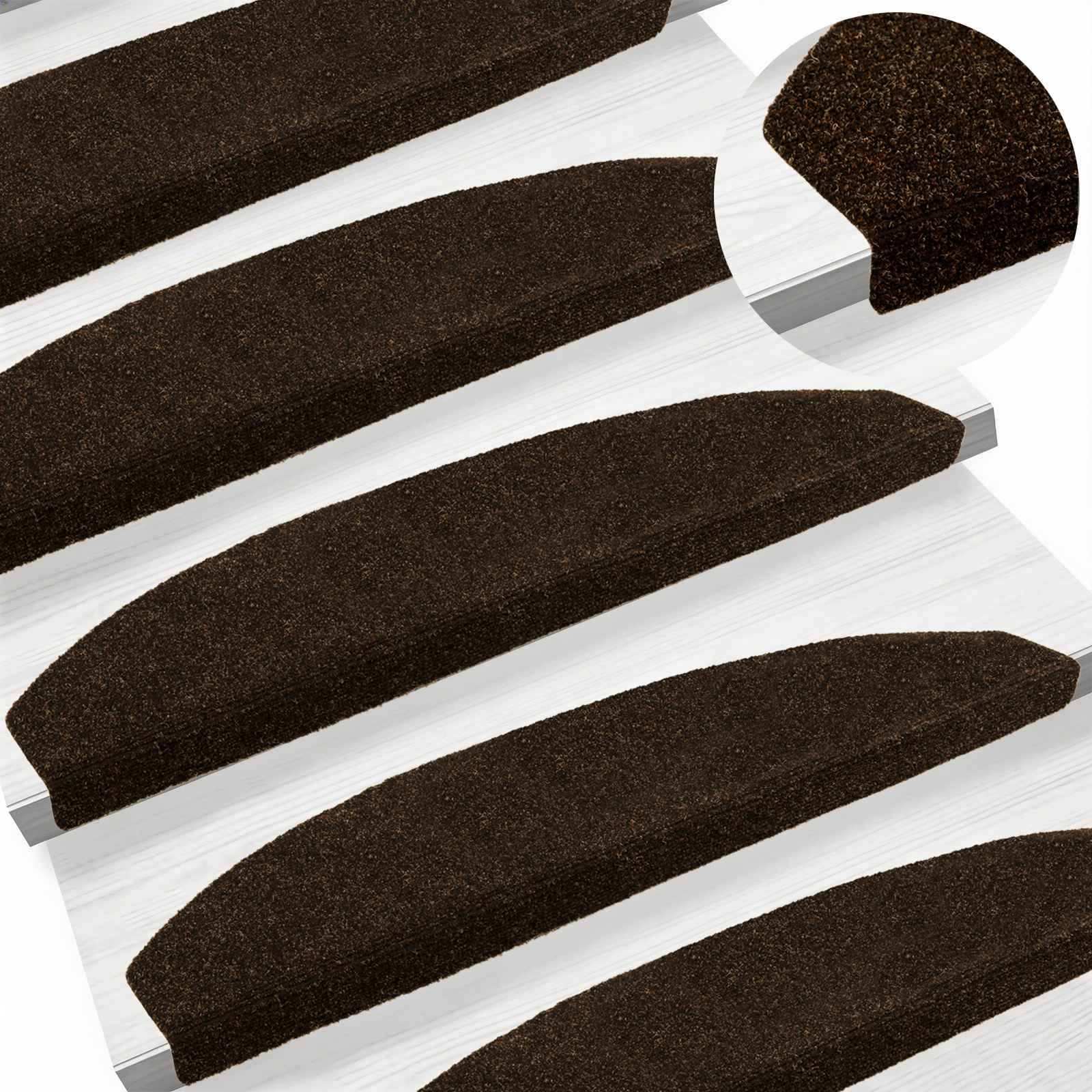 vidaXL Samoprzylepne maty na schody 15 pcs brązowy 80 x 24,5 x 3,5 cm