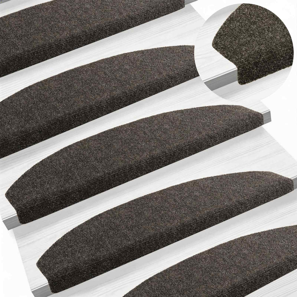 vidaXL Samoprzylepne maty na schody Półokrąg 15 pcs antracytowy