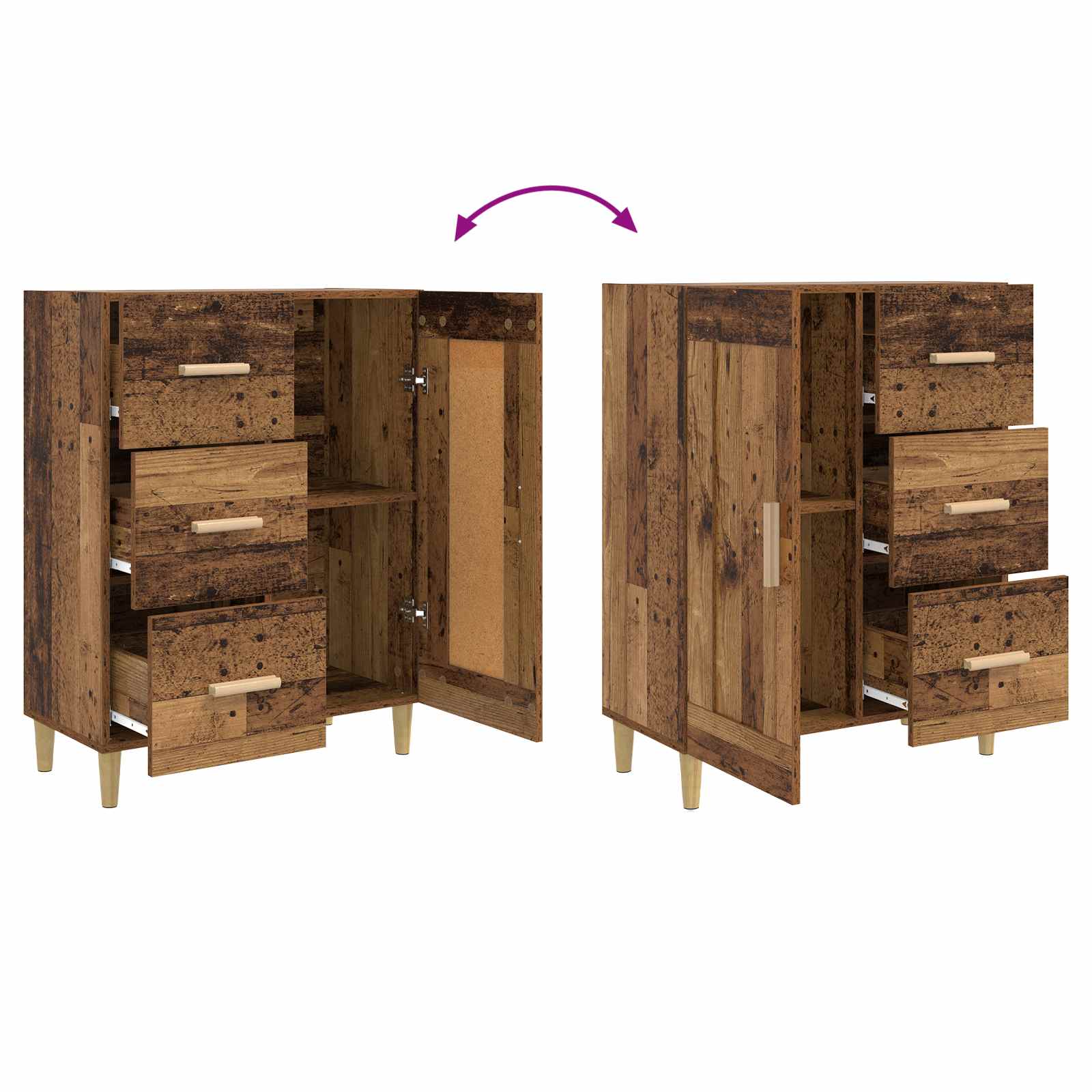 vidaXL Bufet Stare drewno 69,5 x 34 x 90 cm Drewno inżynieryjne