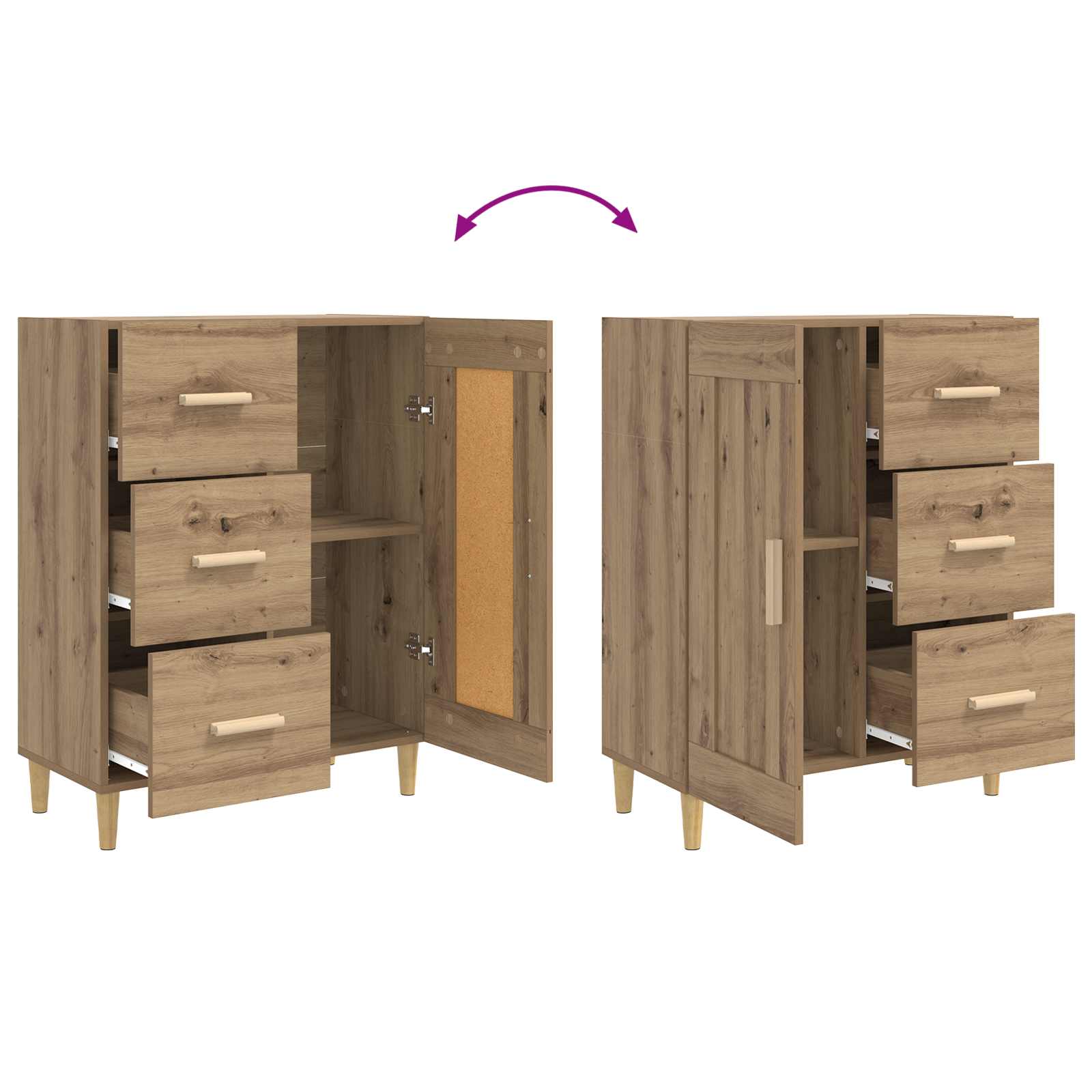 vidaXL Bufet Dąb artisan 69,5 x 34 x 90 cm Drewno inżynieryjne