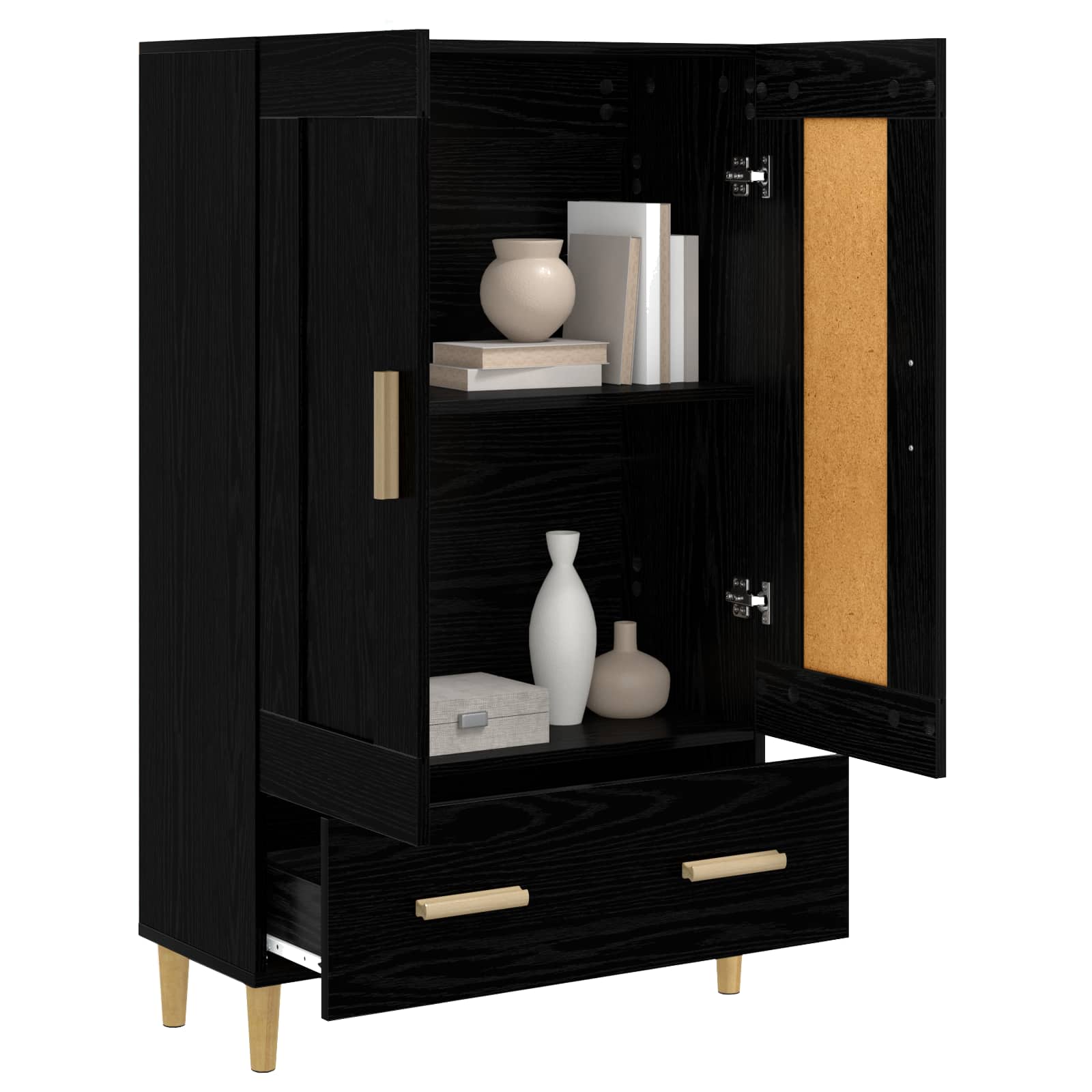 vidaXL Highboard Czarny dąb 70 x 31 x 115 cm Drewno inżynieryjne
