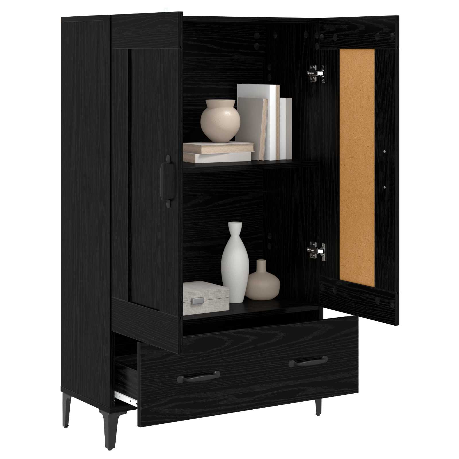 vidaXL Highboard Czarny dąb 70 x 31 x 115 cm Drewno inżynieryjne