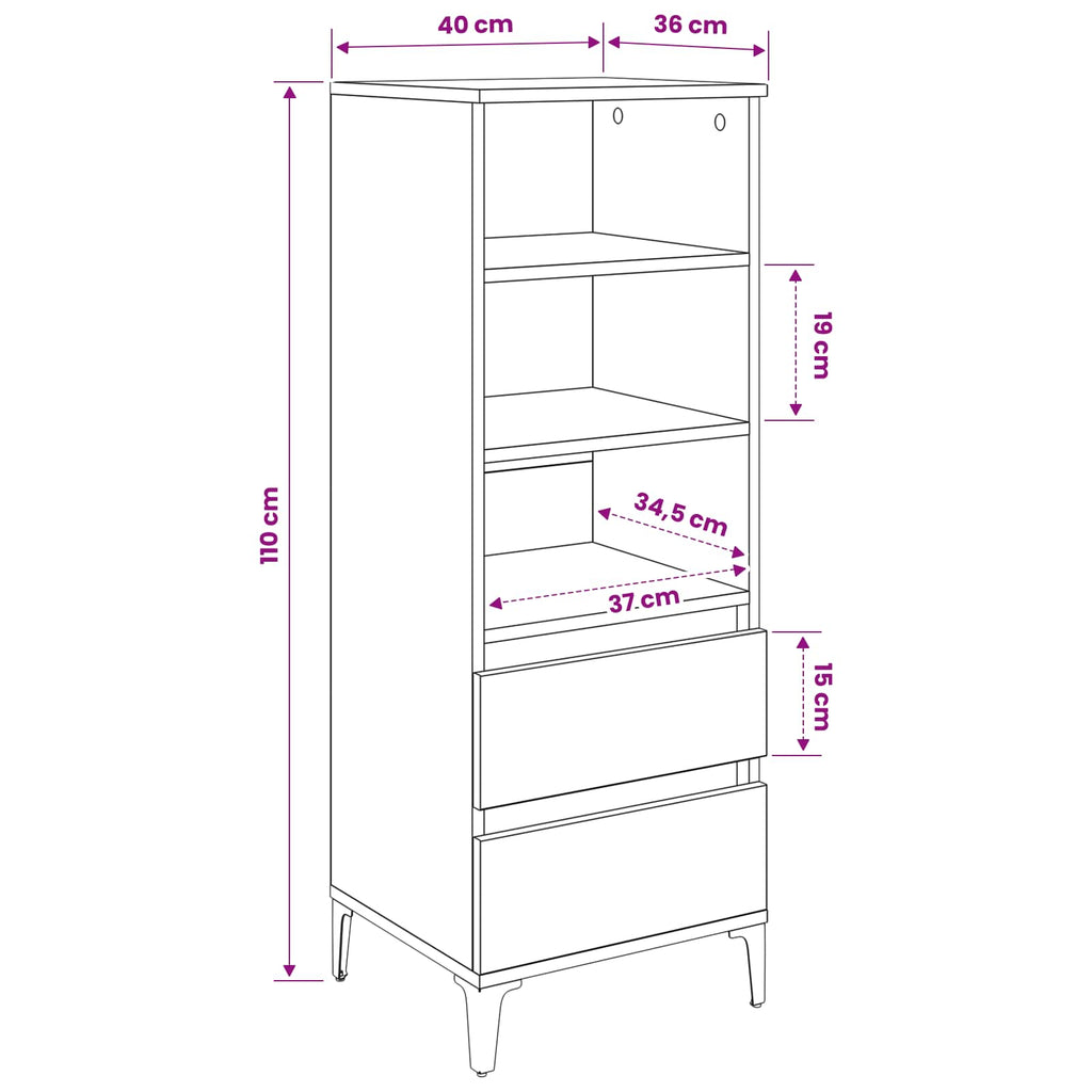 vidaXL Highboard Dąb artisan 40 x 36 x 110 cm Drewno inżynieryjne