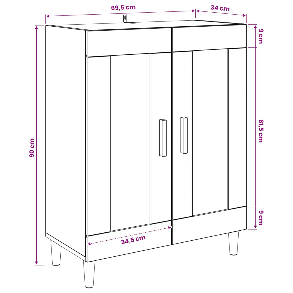 vidaXL Bufet Dąb artisan 69,5 x 34 x 90 cm Drewno inżynieryjne