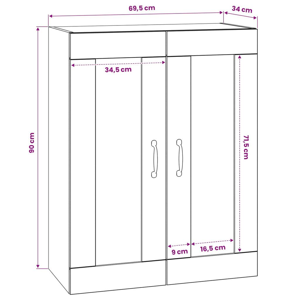 vidaXL Szafka ścienna Stare drewno 69,5 x 34 x 90 cm