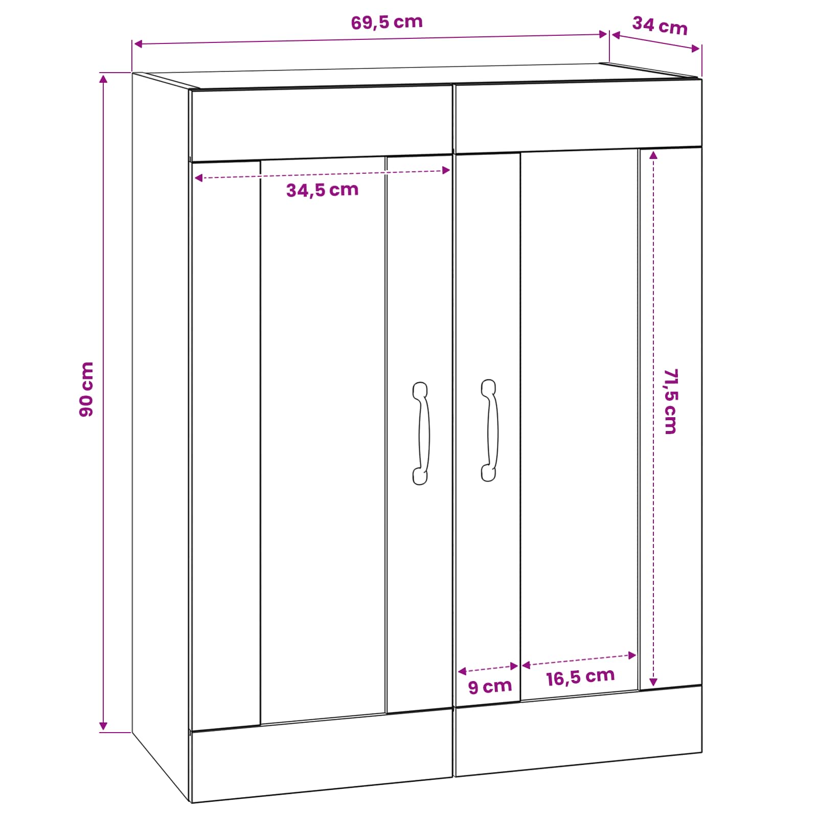 vidaXL Szafka ścienna Czarny dąb 69,5 x 34 x 90 cm Drewno inżynieryjne