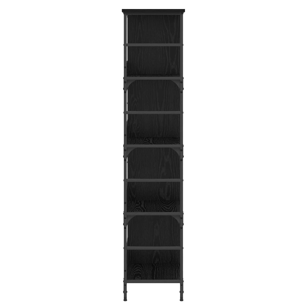 vidaXL Półka na książki Czarny dąb 78,5 x 33 x 153 cm metal PB