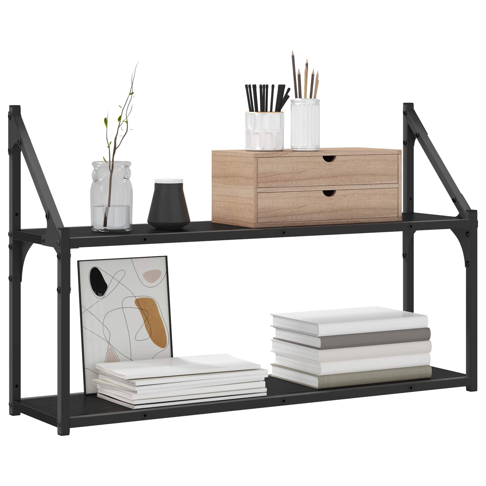 vidaXL Półka ścienna Do montażu na ścianie Czarny dąb 80 x 21 x 51 cm