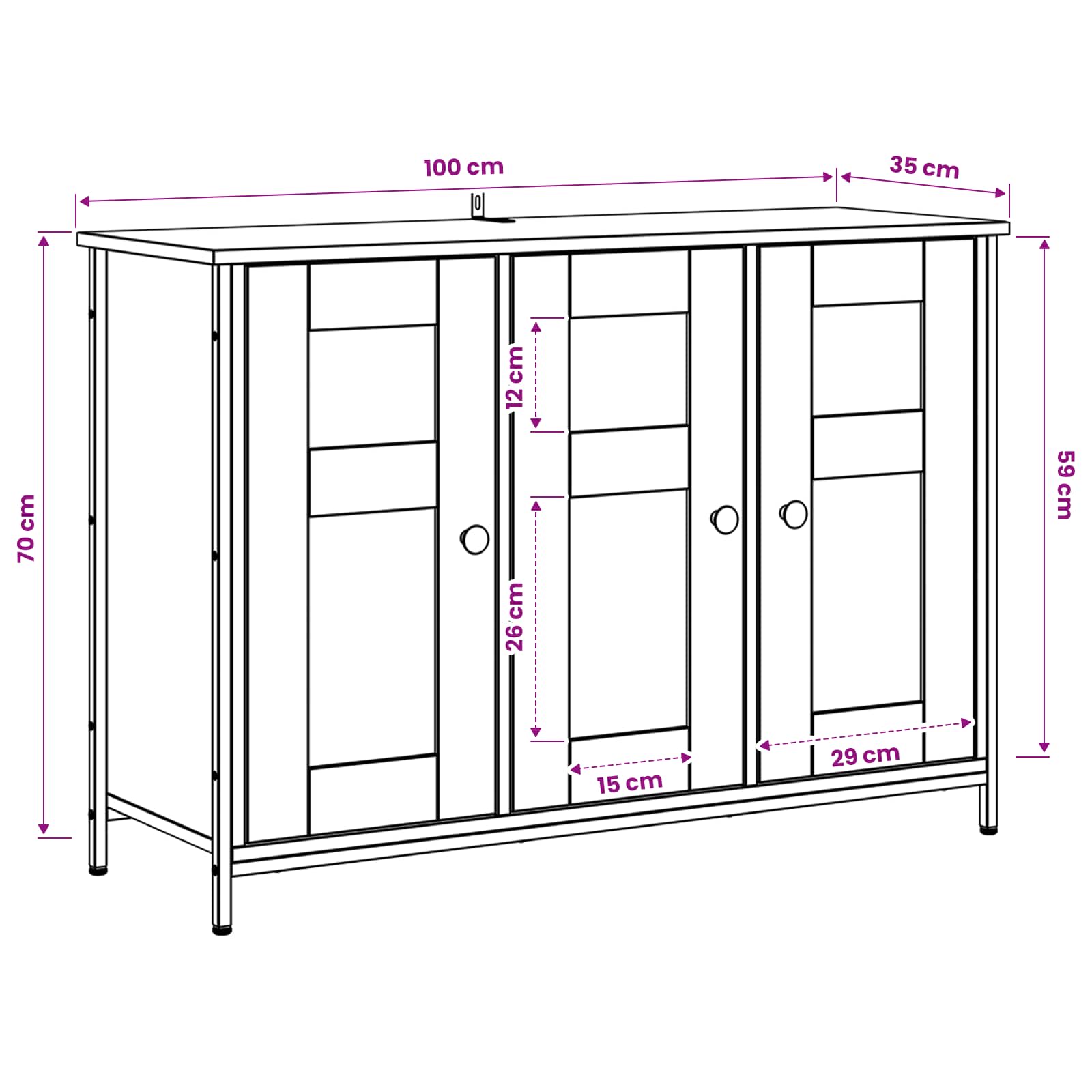 vidaXL Bufet Stare drewno 100 x 35 x 70 cm Drewno inżynieryjne