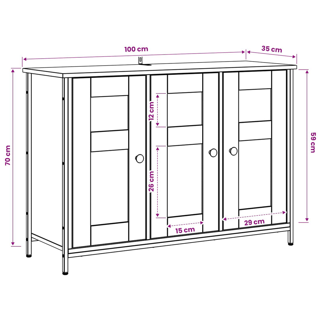 vidaXL Bufet Czarny dąb 100 x 35 x 70 cm Drewno inżynieryjne