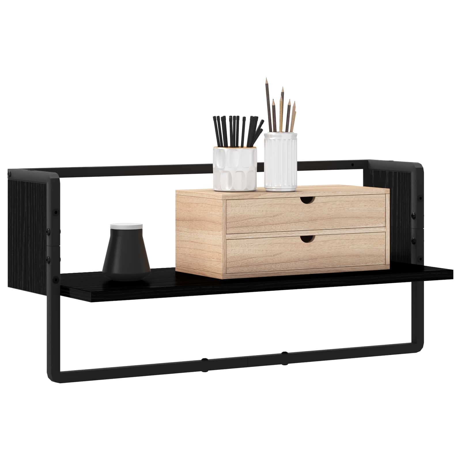 vidaXL Półka ścienna Do montażu na ścianie Czarny dąb 65 x 25 x 30 cm