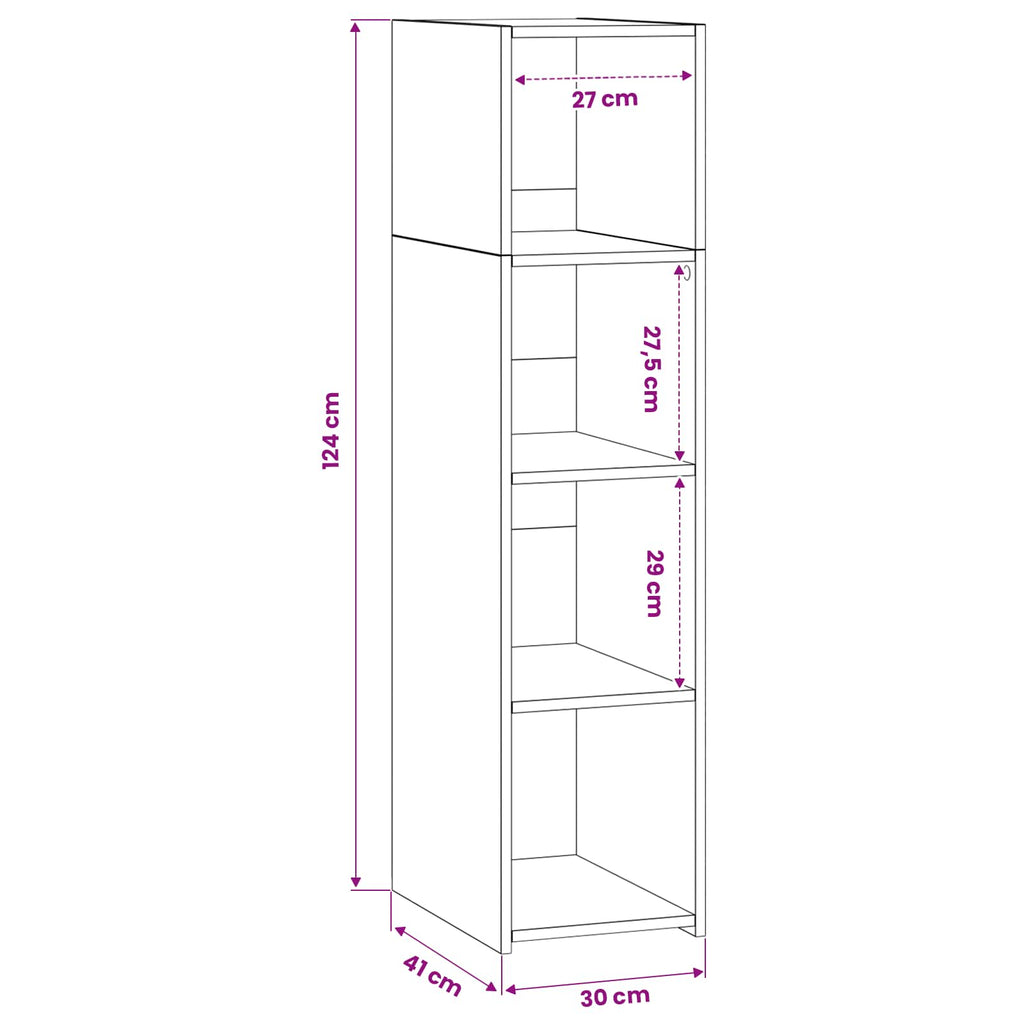 vidaXL Highboard Stare drewno 30 x 41 x 124 cm Drewno inżynieryjne