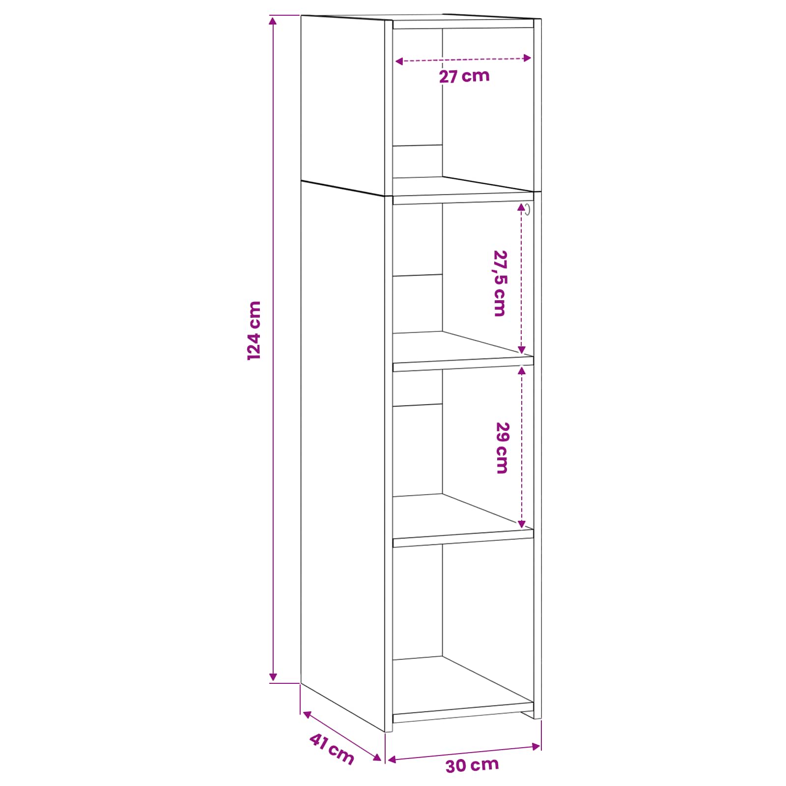 vidaXL Highboard Stare drewno 30 x 41 x 124 cm Drewno inżynieryjne