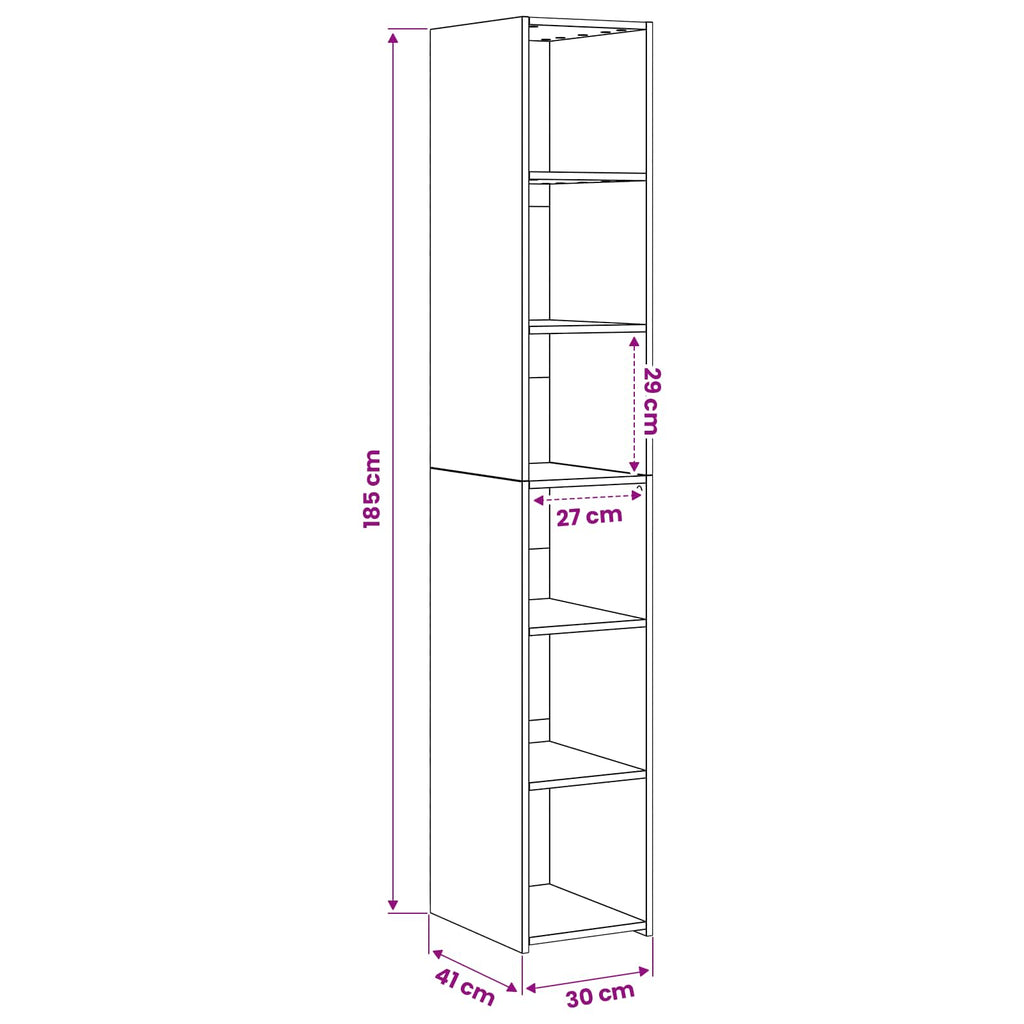 vidaXL Highboard Dąb artisan 30 x 41 x 185 cm Drewno inżynieryjne