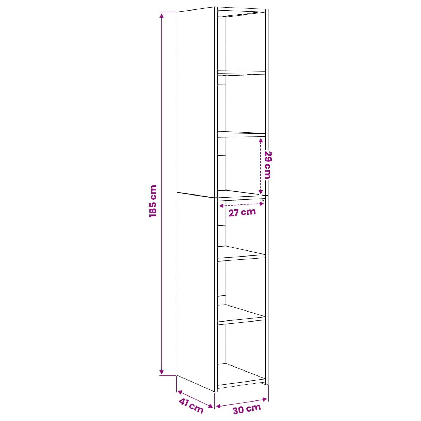 vidaXL Highboard Dąb artisan 30 x 41 x 185 cm Drewno inżynieryjne