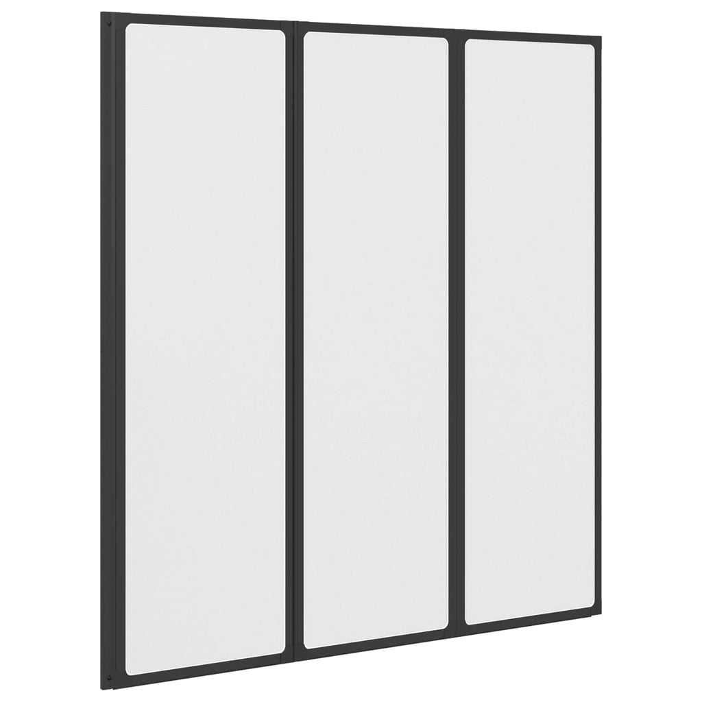 vidaXL Składana osłona prysznicowa Czarny i pełny szron Aluminium i PP