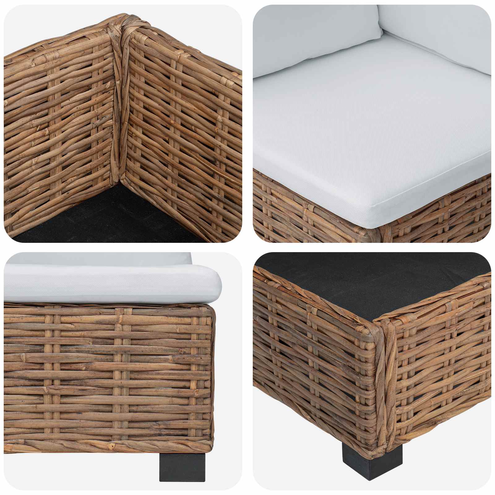 vidaXL Sofa narożna z poduszkami GENDT Naturalny rattan naturalny