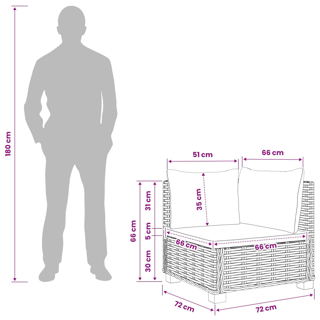 vidaXL Sofa narożna z poduszkami GENDT Naturalny rattan naturalny